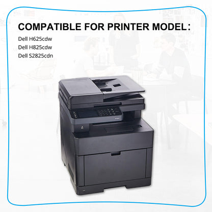 5PK Toner Compatible With Dell H625cdw H825cdw S2825cdn H625 H825 S2825 Printer