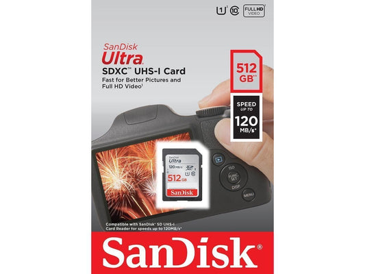SanDisk Ultra 512GB SDXC Class 10 Memory Card 120Mbps SDSDUN4-512G