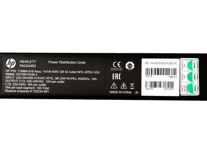 New HP 11kVA 400V 3Ph 42out INTL Basic Power Distribution Unit H5M73A 723227-001