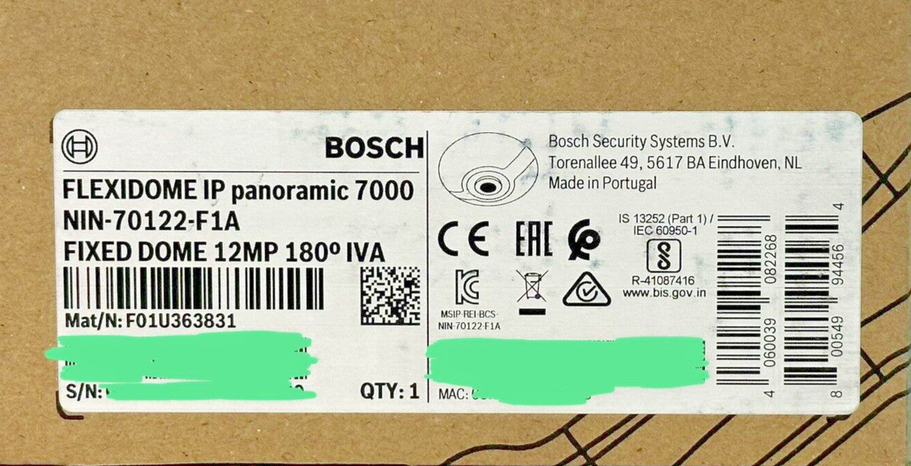 Lot of 6 Bosch NIN-70122-F1A IP 12MP 180 deg IVA Panoramic Camera Fixed Dome MP