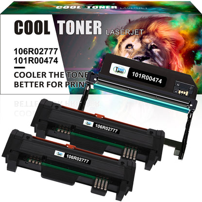 2 Toner + 1 Drum for Xerox 106R02777 101R00474 Phaser 3052 3260 WorkCentre 3225