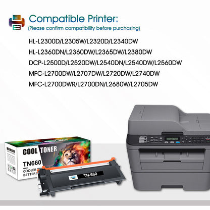 10PK Compatible for Brother TN660 TN630 High Yield Toner HL-2300D DCP-L2540DW