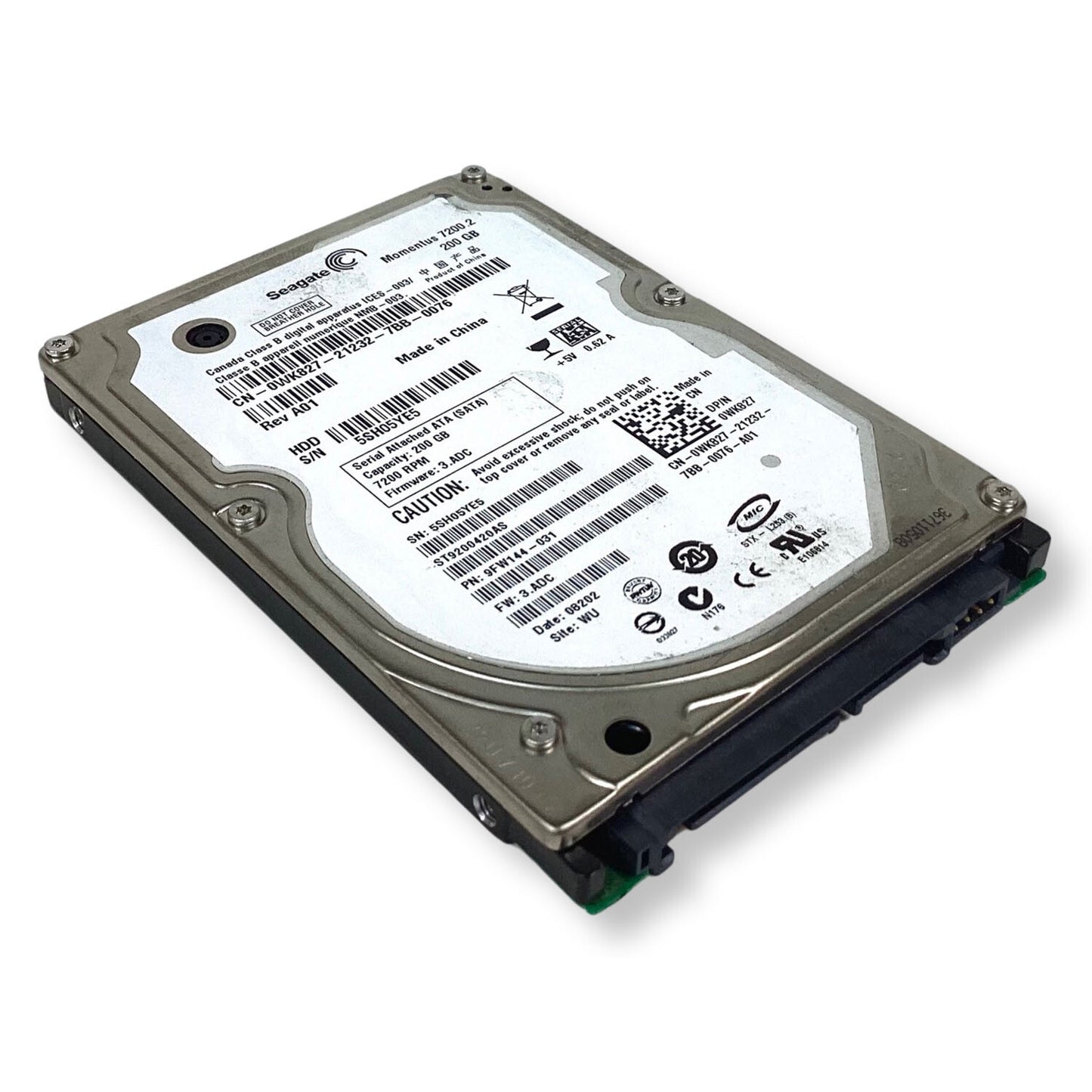 Dell ST9200420AS 200GB 7200RPM SATA 3Gb/s 16MB Cache 2.5-Inch Hard Drive WK827