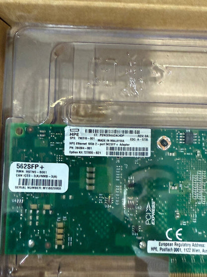 HP HPE 10Gb 2-port 562SFP+ Ethernet Adapter 790316-001 784304-001 727055-B21 LP