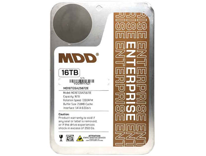 MDD 16TB 7200RPM 256MB Cache SATA 6.0Gb/s 3.5" Enterprise, NAS, CCTV Hard Drive