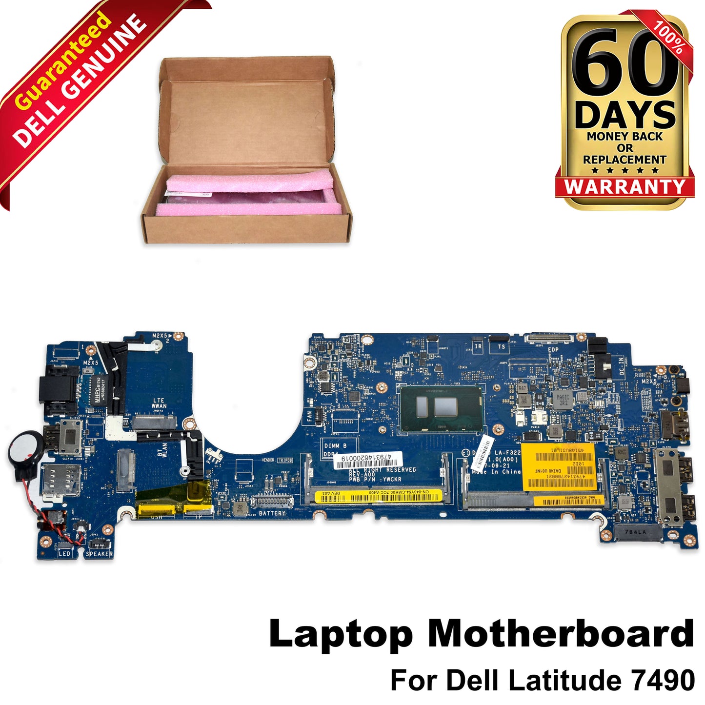 Dell Latitude 7490 Motherboard i3-7130U Dual-Core 2.7GHz LA-F322P 43Y54