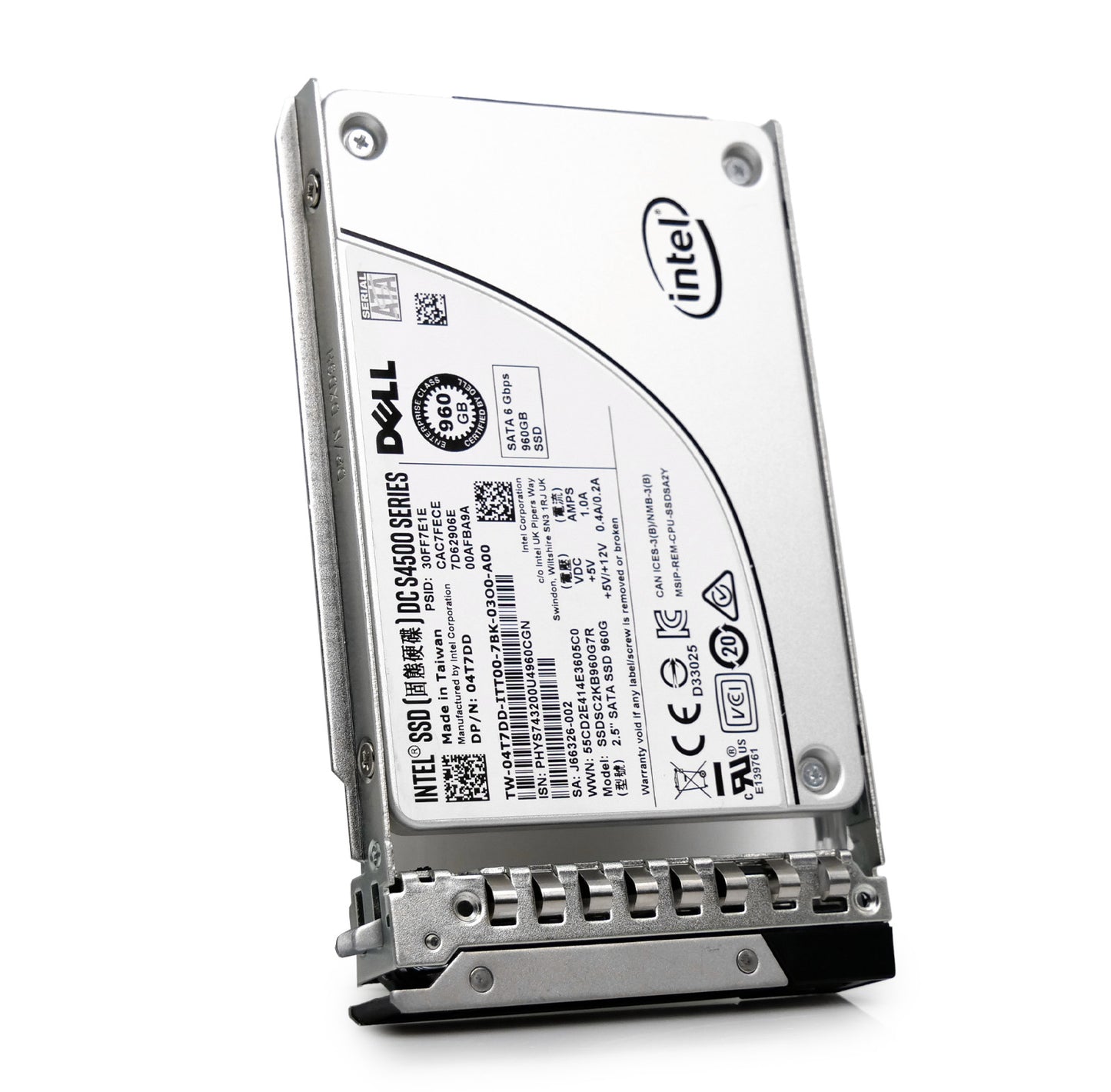 Dell DC S4500 04T7DD 960GB SATA SSD 6Gb/s 2.5" G14 G15 G16 Tray