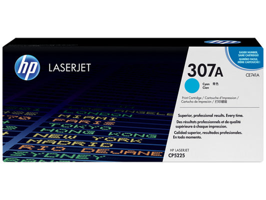 HP 307A Cyan Original LaserJet Toner Cartridge, ~7,300 pages, CE741A