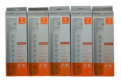 Lot of 5 HP Belkin BE107200-06 7-Outlet 6ft Surge Protector Power Strip AG290AA