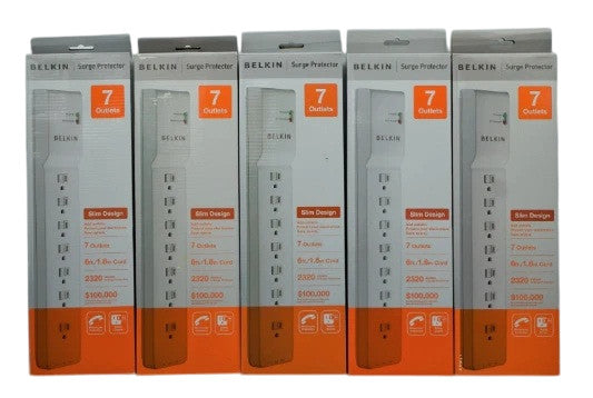 Lot of 5 HP Belkin BE107200-06 7-Outlet 6ft Surge Protector Power Strip AG290AA