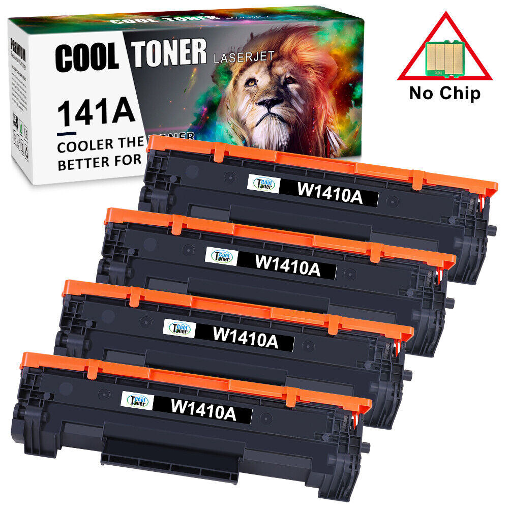 4 PACK W1410A 141A Black Toner Compatible with HP LaserJet M140w M139w No Chip