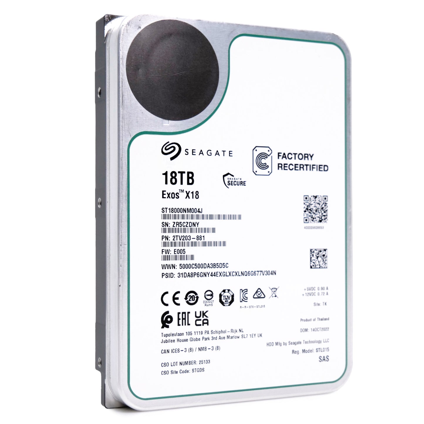Seagate Exos X18 18TB SAS 12Gb/s 3.5" Enterprise HDD - ST18000NM004J (NOT FOR HOME PC)
