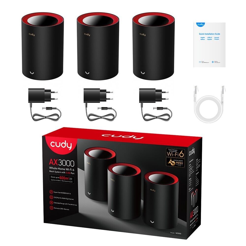 Cudy M3000 3-Pack | AX3000 2.5G Wireless Dual Band WiFi 6 Whole Home Mesh System