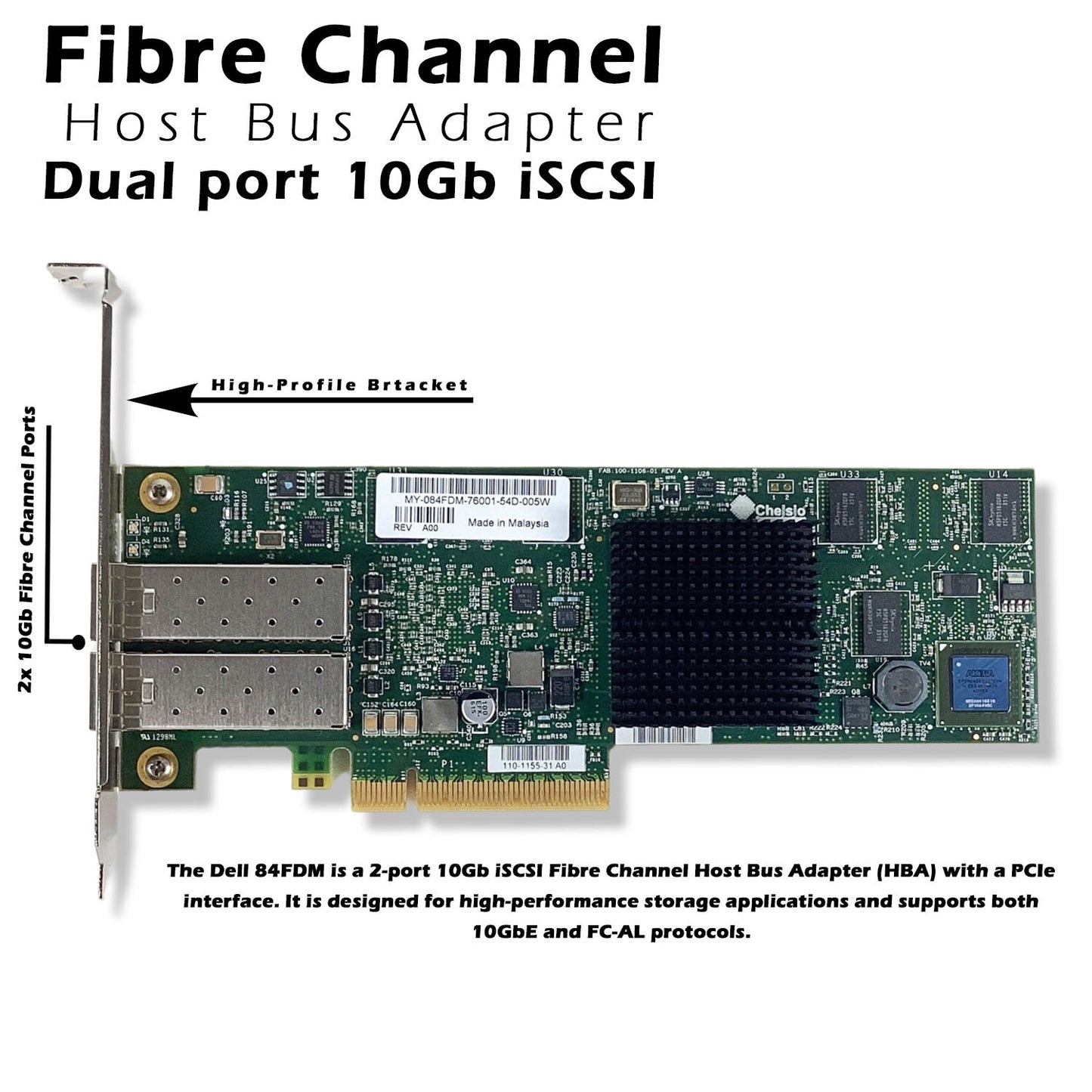 Dell 84FDM HBA Network Adapter Card Dual-Port SAS 10Gbps PCI-E Fibre Channel (NOT FOR HOME PC)