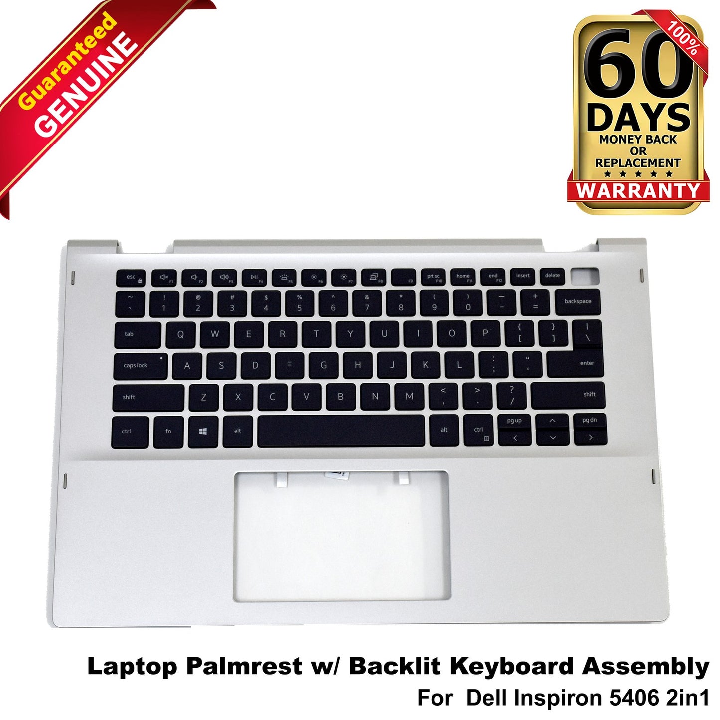 Dell Inspiron 5406 2-in-1 Backlit Keyboard Palmrest Assembly VJ41D M0H4C WY9N3