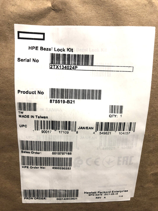 HPE Gen10 Bezel Lock Kit DL20 DL325 DL345 DL360 DL365 DL380 DL385 DL580 Plus V2