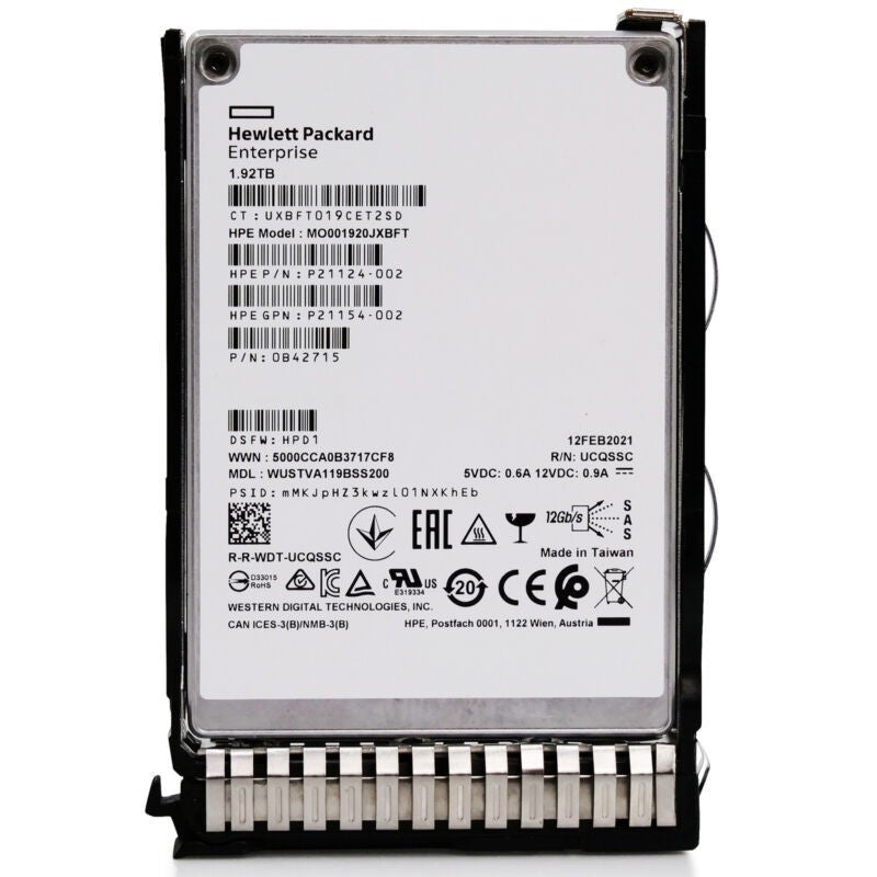 HPE Read Intensive 1.92TB SAS 12Gb/s 2.5in Enterprise SSD P21124-002 (NOT FOR HOME PC)