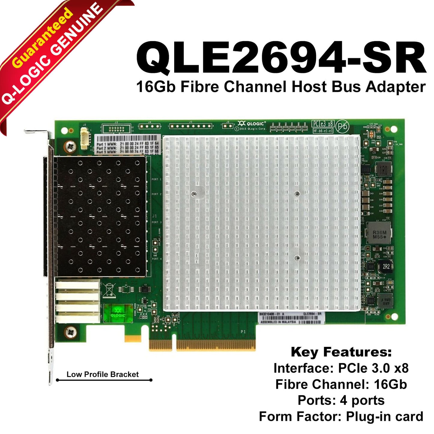QLogic QLE2694-SR 16Gb Quad Port FC PCIe Gen3 x16 HBA Card High Performance