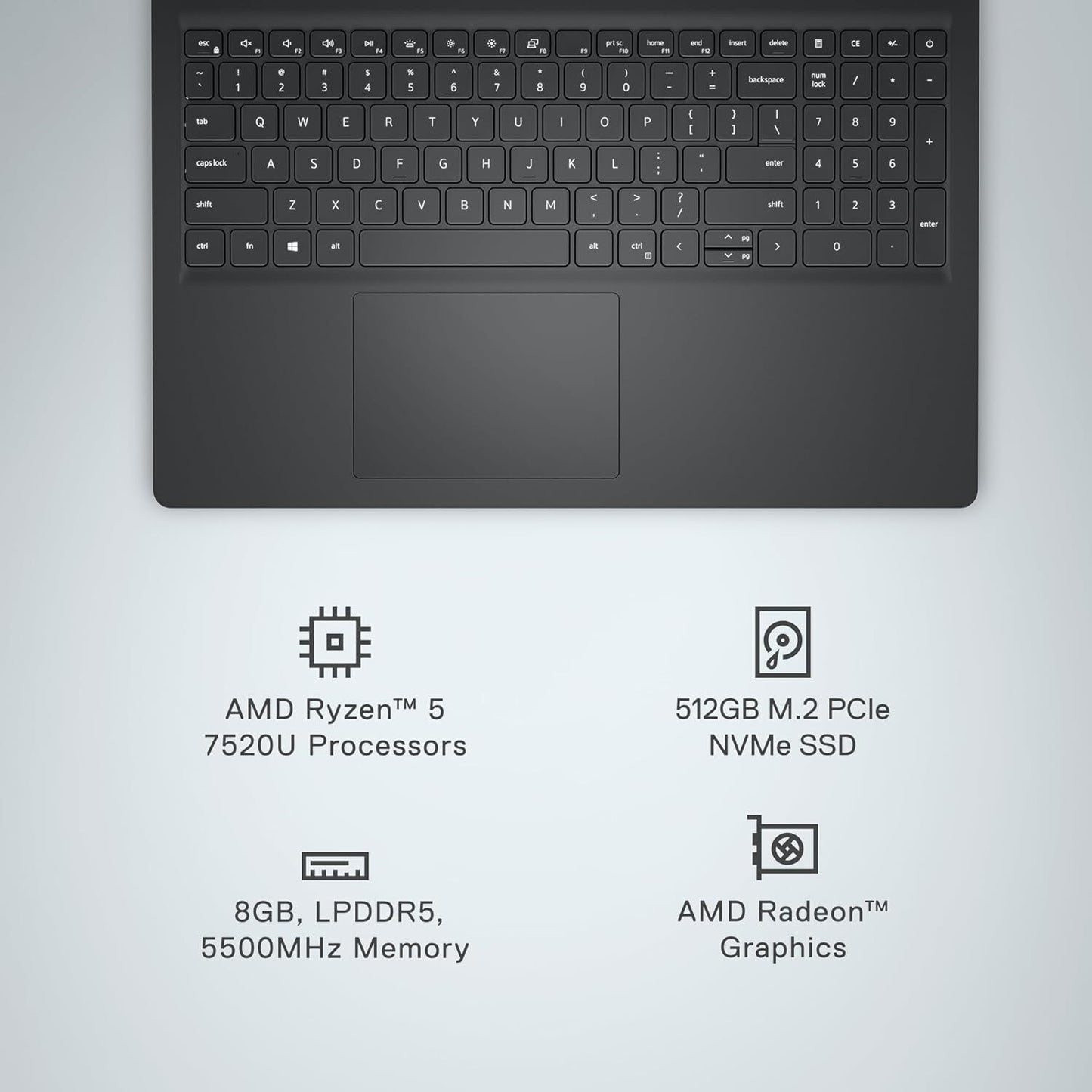 Dell Inspiron 3535 15.6" FHD 120Hz Ryzen 5 7520U 8GB 512GB SSD Webcam Windows 11