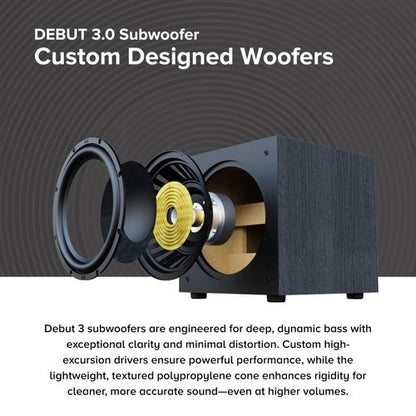 ELAC Debut 3.0 DS103 10" 200 Watt Powered Subwoofer (Black ash vinyl finish)