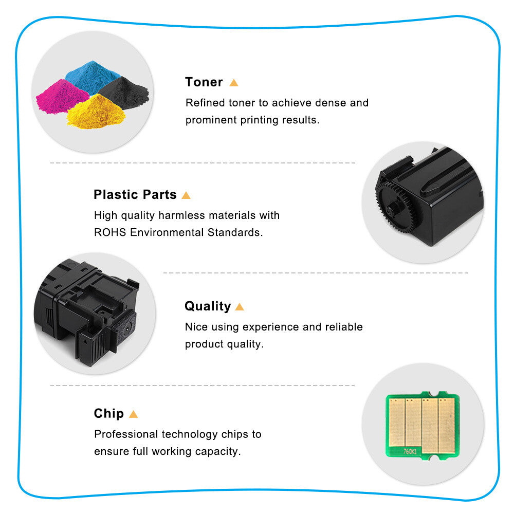 4 Pack Set for 106R01597 Toner Xerox Phaser 6500 6500N 6500DN Workcentre 6505