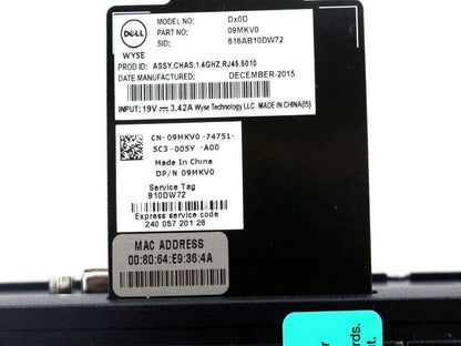 Dell Wyse Dx0D 5010 AMD GT48E 1.40GHz 2GB DDR3 SDRAM 8GB SSD Thin Client 9MKV0