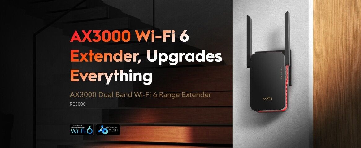 Cudy RE3000 | AX3000 Wireless Dual-Band Wi-Fi 6 Range Extender / Repeater