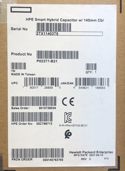HPE P02377-B21 Smart Storage Hybrid Capacitor w/ 145mm Cable Kit