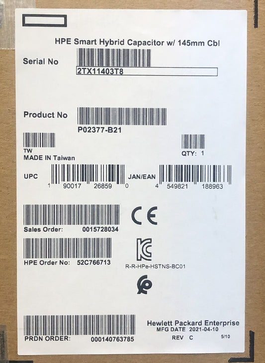 HPE P02377-B21 Smart Storage Hybrid Capacitor w/ 145mm Cable Kit