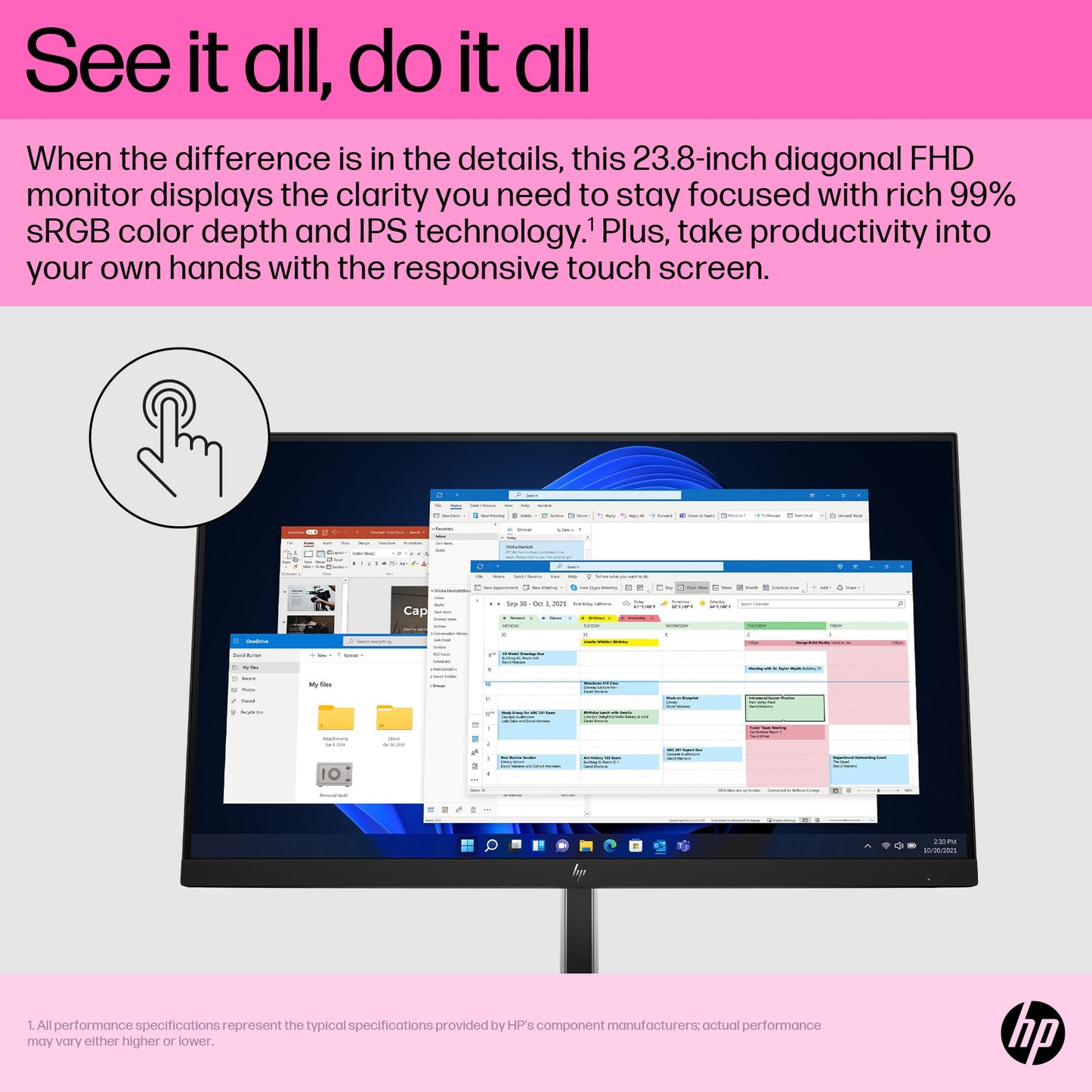 HP E24t G5 FHD Touch Monitor 23.8" FHD (1920 x 1080) 50-75 Hz