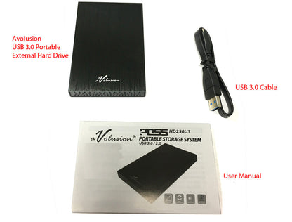 New Avolusion HD250U3 1TB USB 3.0 Portable External Hard Drive Ultra Slim -Black