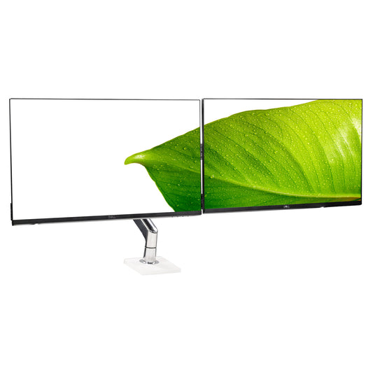 Dual Dell P2719H 27" Ultrathin Monitor w/ Dual Adjustable Humanscale Clamp Stand