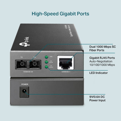TP-Link MC200CM | Gigabit RJ45 to Gigabit Multi-Mode SC Fiber Media Converter