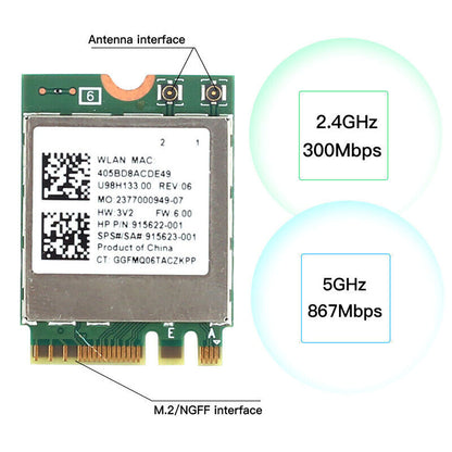 Lot X 5 Realtek RTL8822BE U98H133 Dual Band Wireless Card 915622-001 915623-001