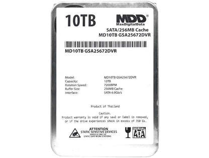 MDD 10TB 7200RPM 256MB Cache 3.5" SATA 6.0Gb/s Internal Surveillance Hard Drive