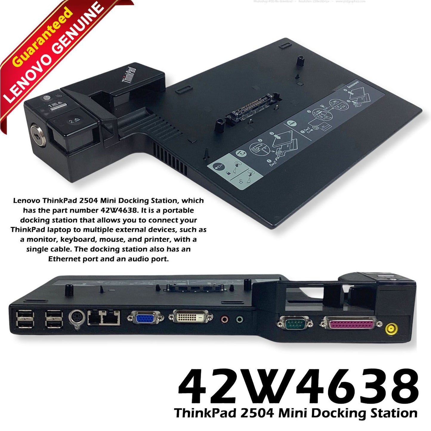 Genuine Lenovo ThinkPad 2504 Mini Docking Station R6X/T6X/Z6X-42W4638