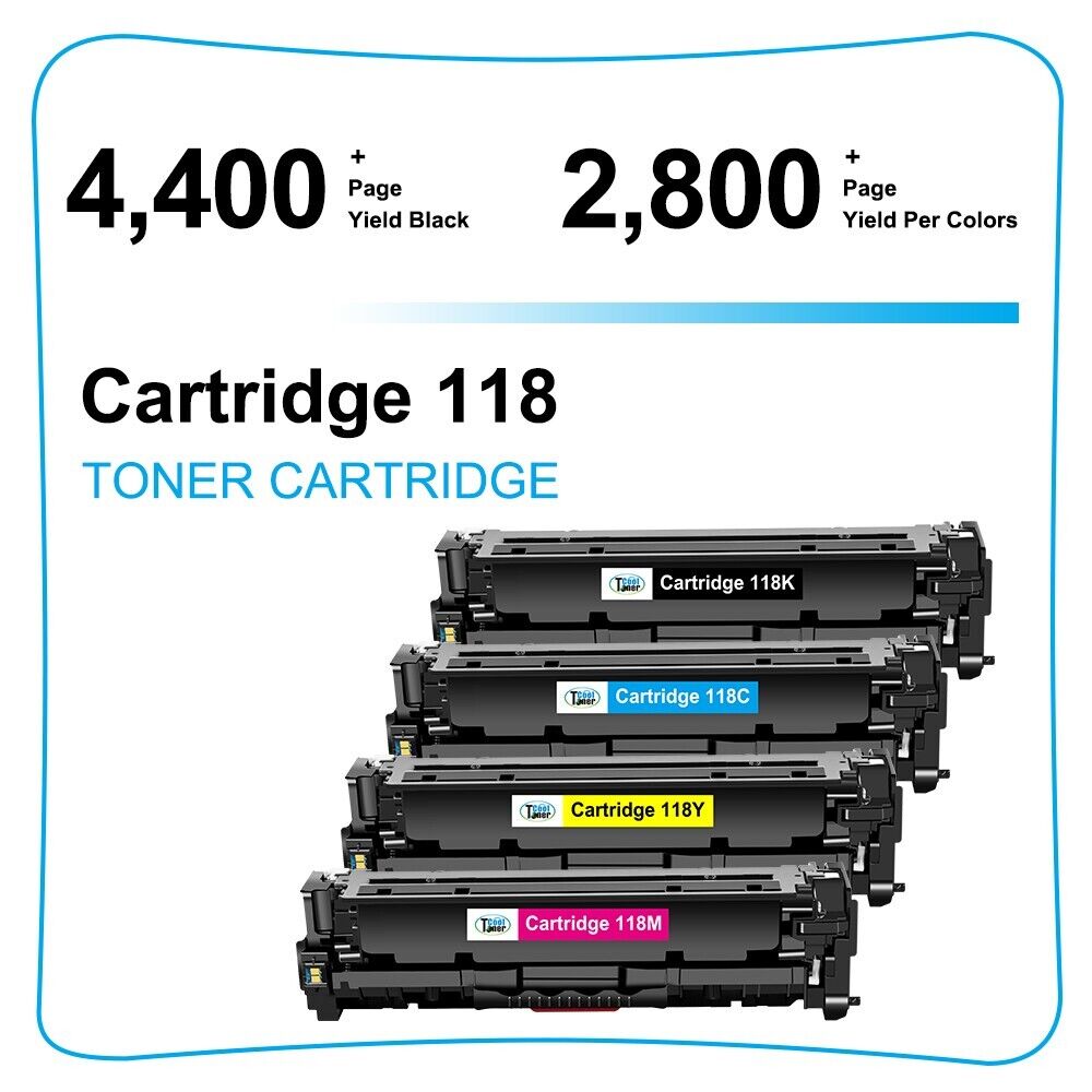 4 Toner Cartridge Black Color Set For Canon 118 ImageClass MF8580Cdw lbp7200cdn