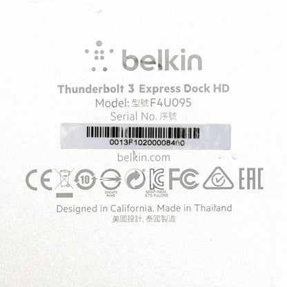 Belkin Thunderbolt 3 Express Dock HD F4U095 DP USB 3.0 MacBook Docking Station
