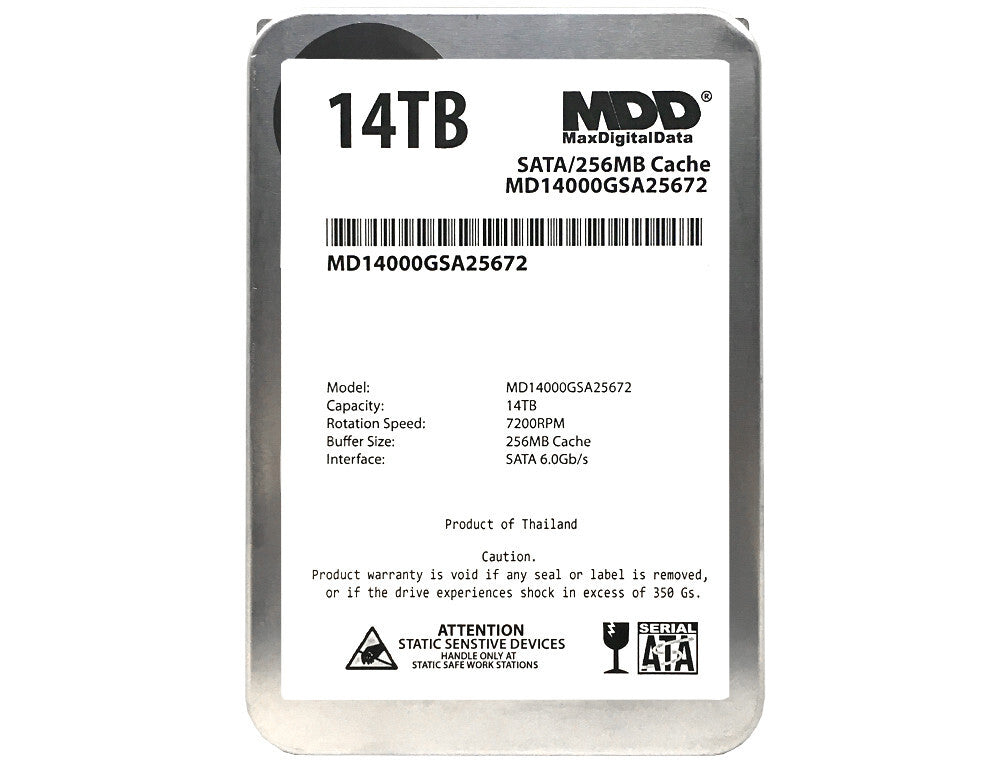 MaxDigitalData (MD14000GSA25672) 14TB 7200RPM 3.5" 128MB Internal Hard Drive