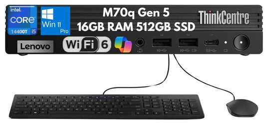 Lenovo ThinkCentre M70q Gen 5 Tiny i5-14400T 16GB 512GB SSD Wi-Fi