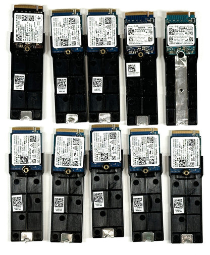 LOT of 10 Mixed WD/Samsung/SK Hynix 256Gb PCIe NVMe SSD M.2 2230 w/ 2280 adapter