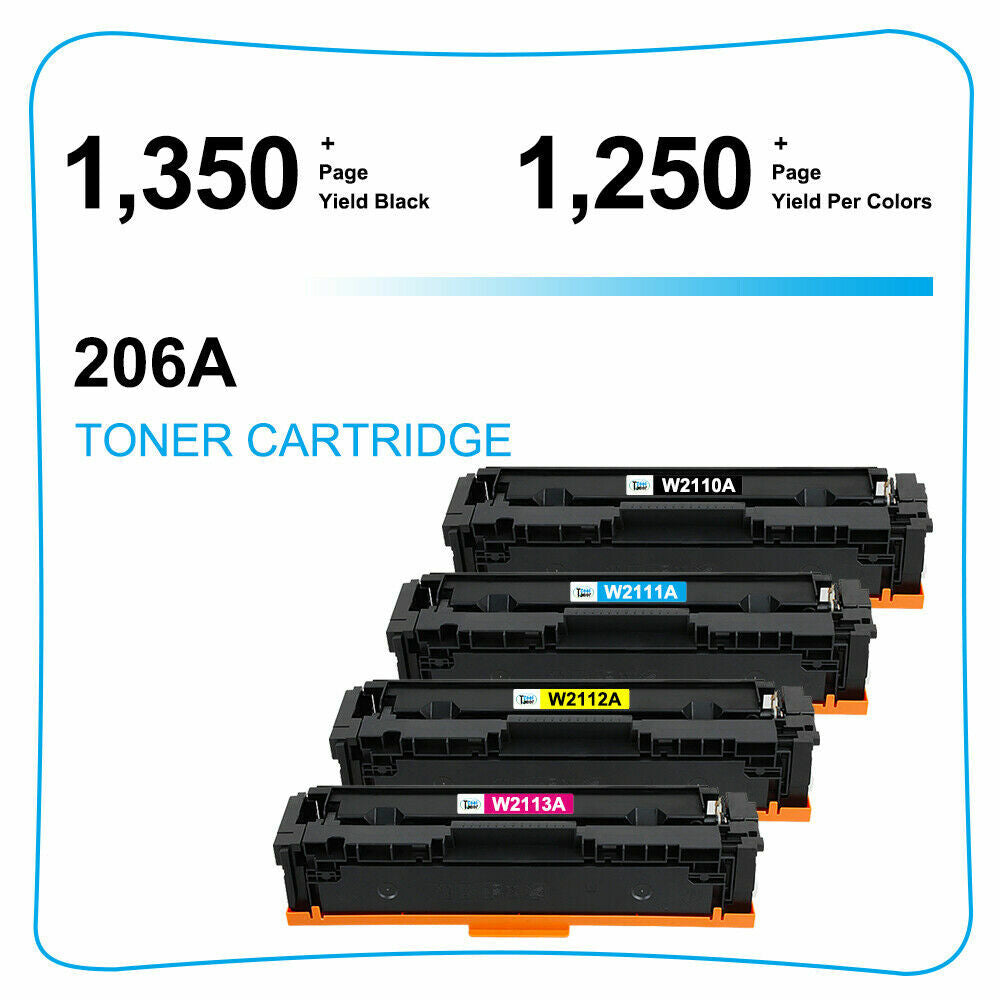 6PK Toner Compatible With HP 206A W2110A LaserJet Pro M255dw MFP M283fdw No Chip