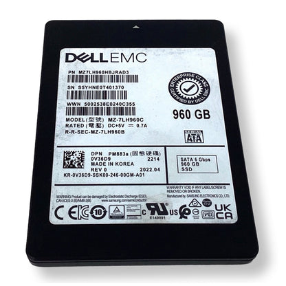 Dell EMC 960GB SSD MZ-7LH960C SATA 6Gbps 2.5" PM883a 0V36D9 Solid State Drive