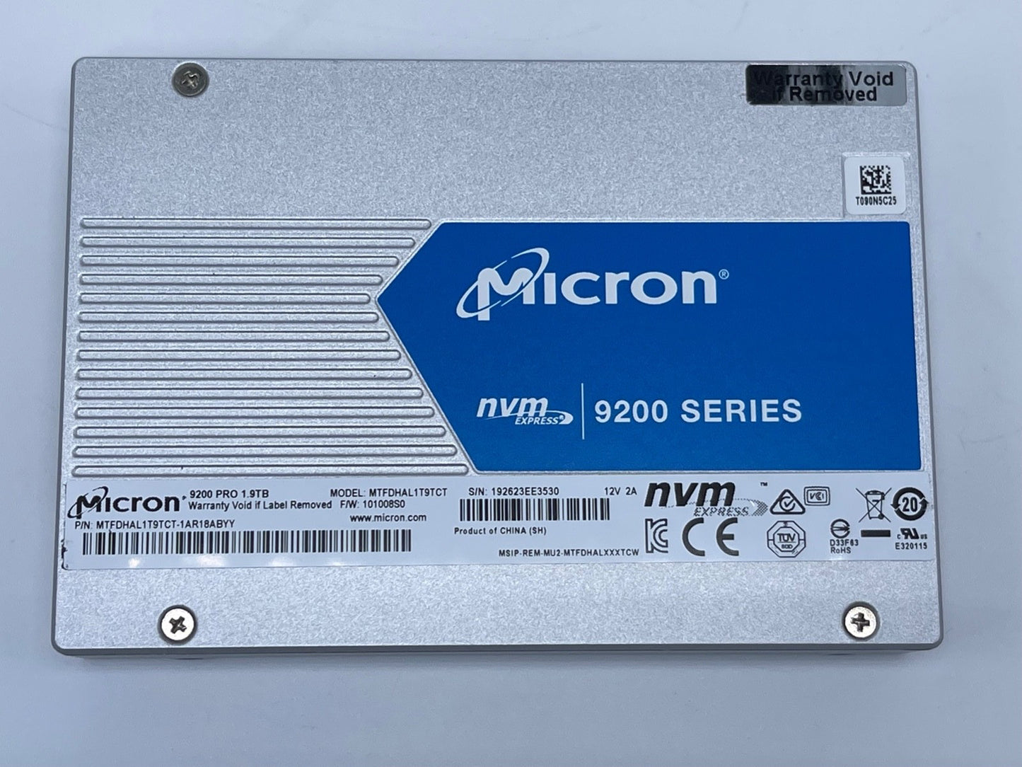 Micron 9200 ECO MTFDHAL1T9TCT-1AR18ABYY 1.9TB NVMe PCIe3.0 2.5in 15mm SSD