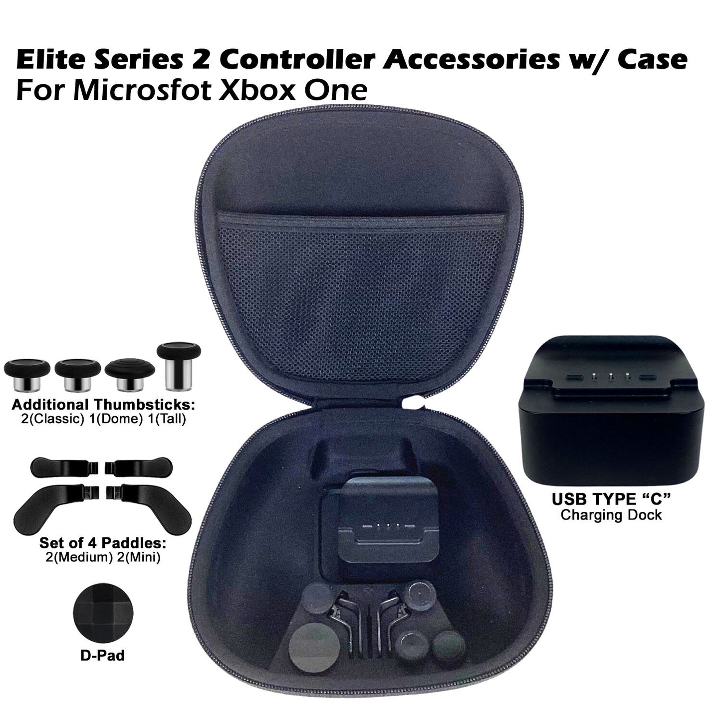 Xbox Elite Series 2 Controller Carrying Case w/ Charging Stand and Accessories