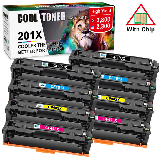 8PK Toner CF400A 201A Color Compatible With HP Laserjet M252dw M277n M277 M252