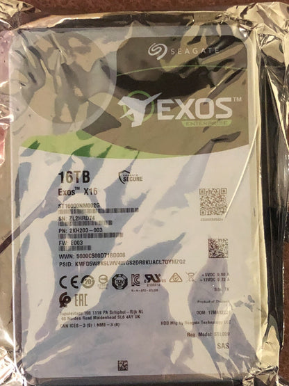 Seagate Hard Drive Exos 16TB 7200RPM 256MB SAS SAS3 12Gb/s 3.5 ST16000NM002G HDD (NOT FOR HOME PC)