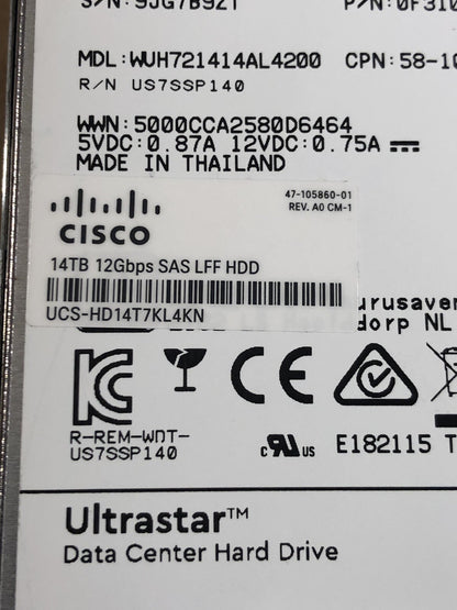 Cisco 14TB LFF NL 12Gbps SAS UCS-HD14T7KL4KN WD HC530 12G HDD C220 C240 M5 7.2K (NOT FOR HOME PC)