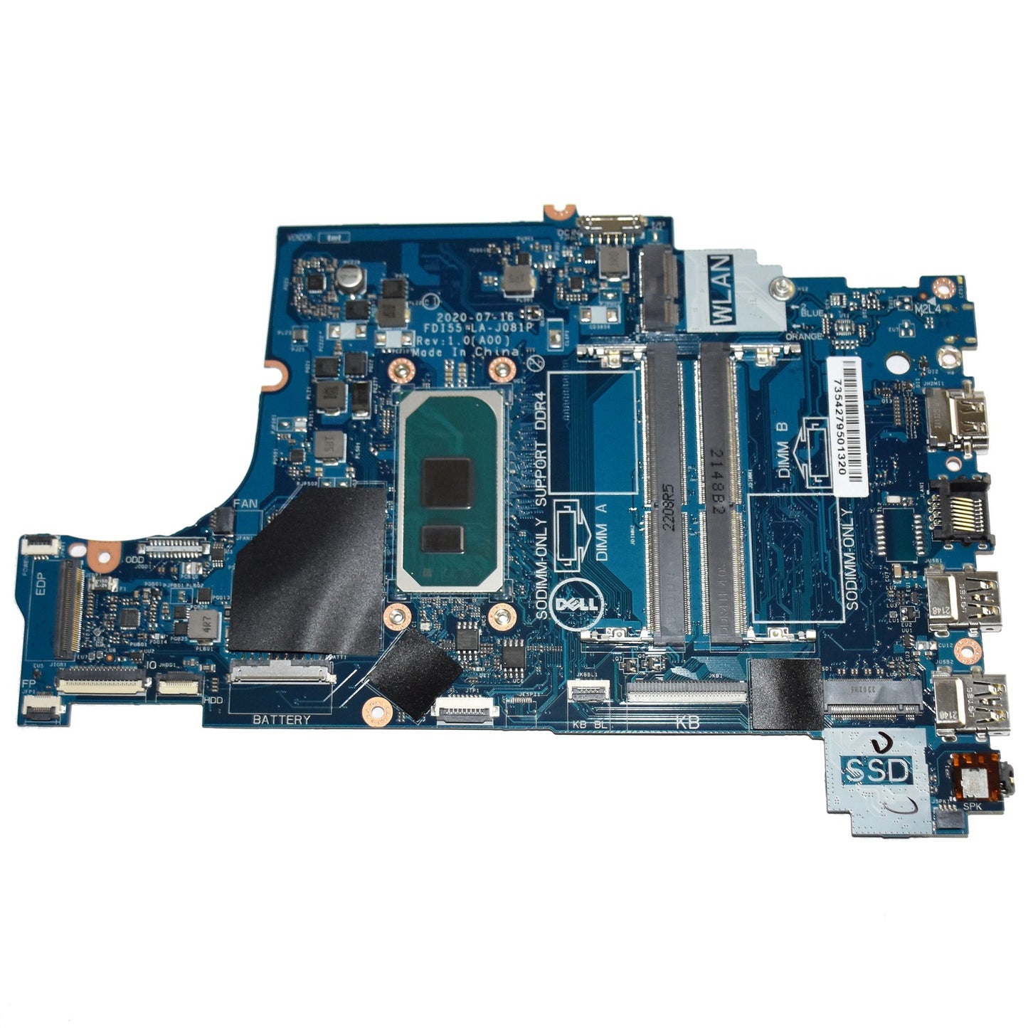 Dell Inspiron 3501 3493 3593 Laptop Motherboard i3-1005G1 1.20GHz LA-J081P TW31C
