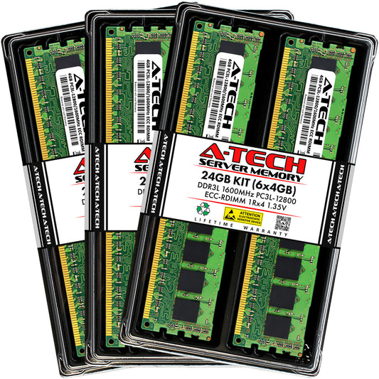 A-Tech 24GB 6x 4GB 1Rx4 PC3-12800R DDR3 1600 LV ECC RDIMM REG Server Memory RAM (NOT FOR HOME PC)